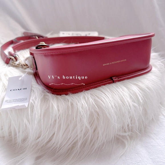 NWT Coach Swinger Bag Glovetanned Leather Rouge Fuschia Dk Pink C0638 - Picture 3 of 10